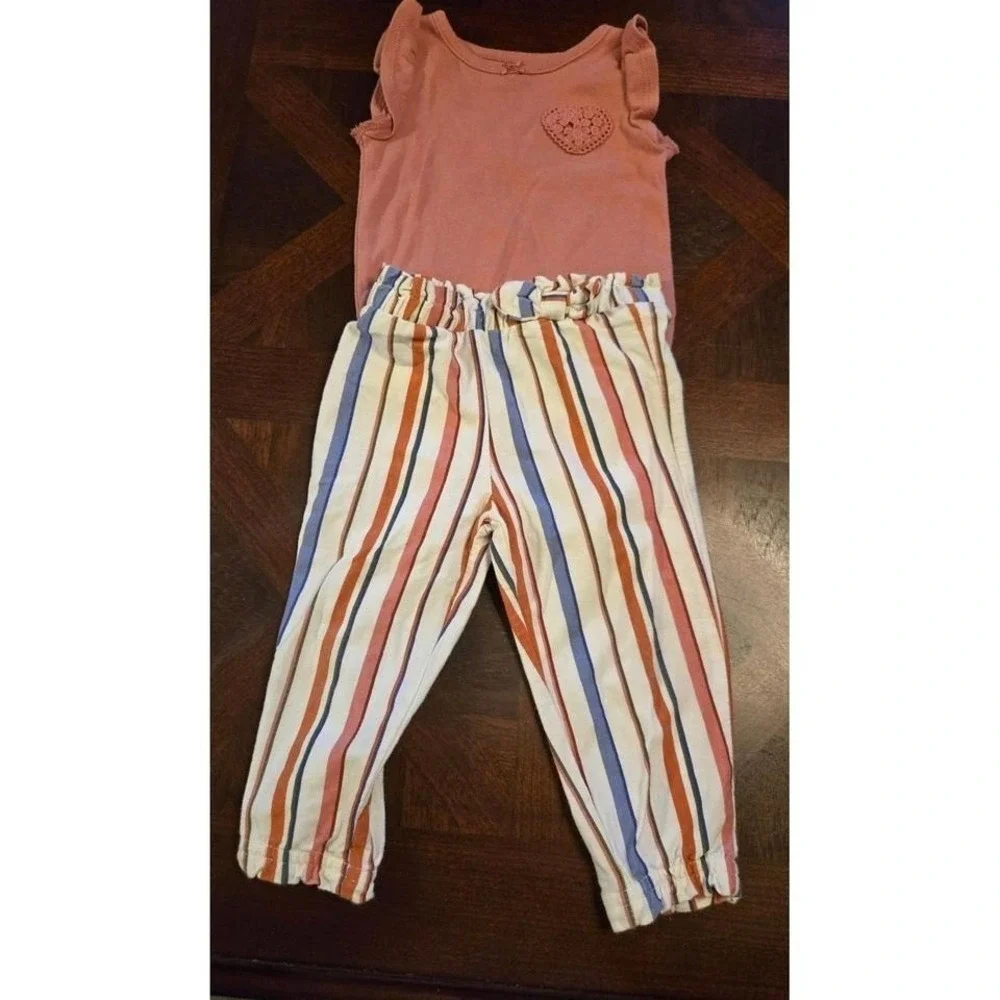 Carters Baby Girl 9 Months 3 Outfit Set Hearts‎ Stripes Butterflies 6pc Lot
